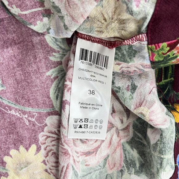 $395 NWOT SEE BY CHLOÉ Floral Print Cotton Top Blouse Size 38 Multicolor - Picture 11 of 14